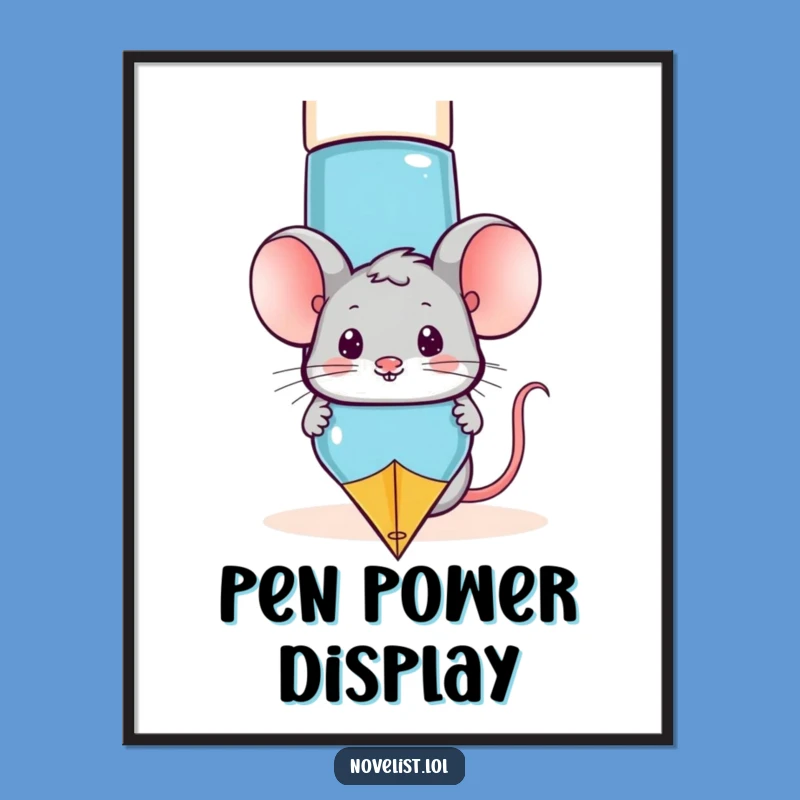 Funny Mouse Fountain Pen Digital Art - Instant Whimsical Decor!