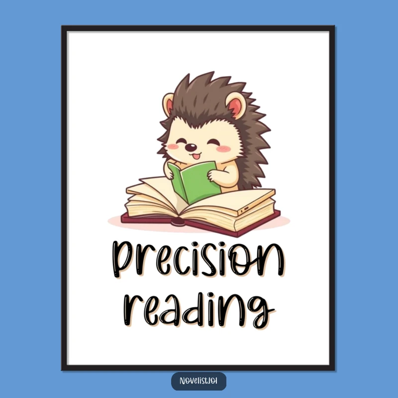 Funny Hedgehog Organizer Digital Art: Precise Character's Library Print Gift