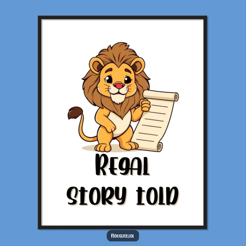 Funny Lion Digital Art Print: Regal Pose, Majestic Humor, Great Gift