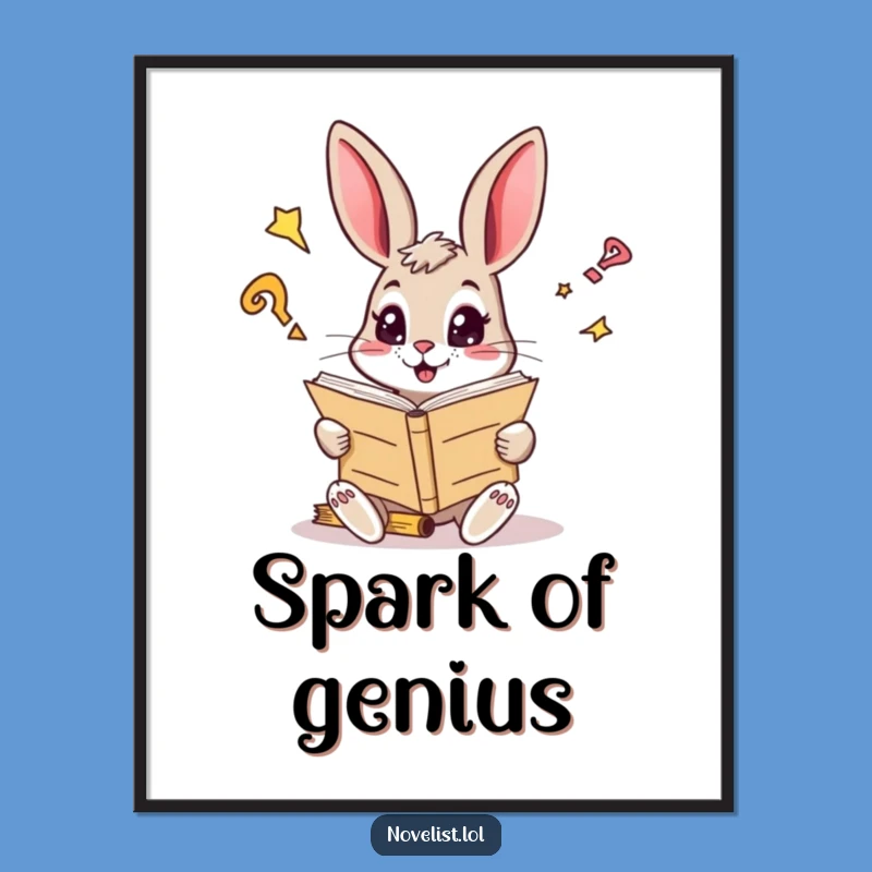 Funny Curious Rabbit Reader Digital Art - Instant Bookish Charm!
