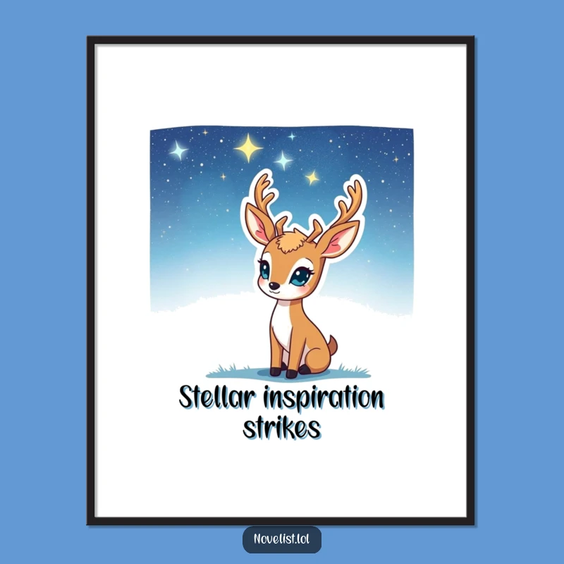 Funny Inspiration Moment Digital Print: Deer Starry Sky Art Funny Gift