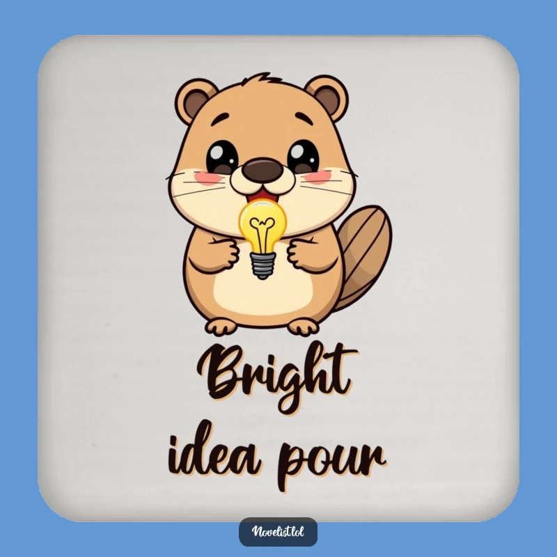 Funny Beaver Lightbulb Coaster - Brilliant Idea Table Accent Gift