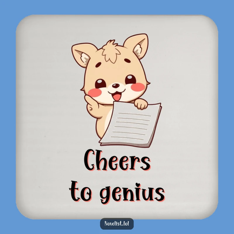 Funny Manuscript Coaster: Passionate animal pointing, protects surfaces gift.