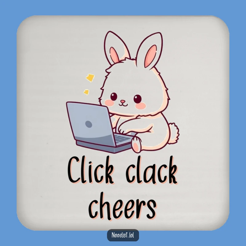 Funny Coder Coaster: Cute Rabbit Typing - Hilarious Tabletop Protection Gift