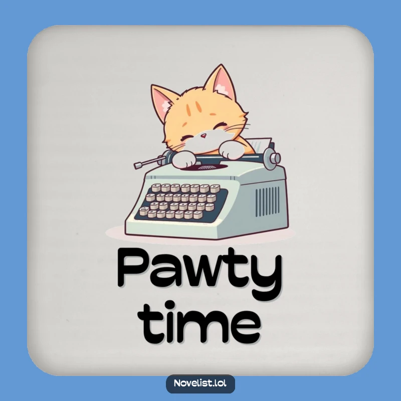 Funny Cat Typewriter Coaster: Cute Cat's Literary Drink Guard Gift