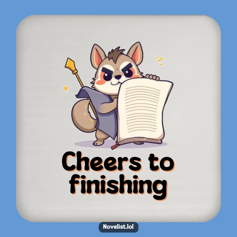 Funny Determined Animal Writer Coaster: Protect Your Desk from Literary Chaos!