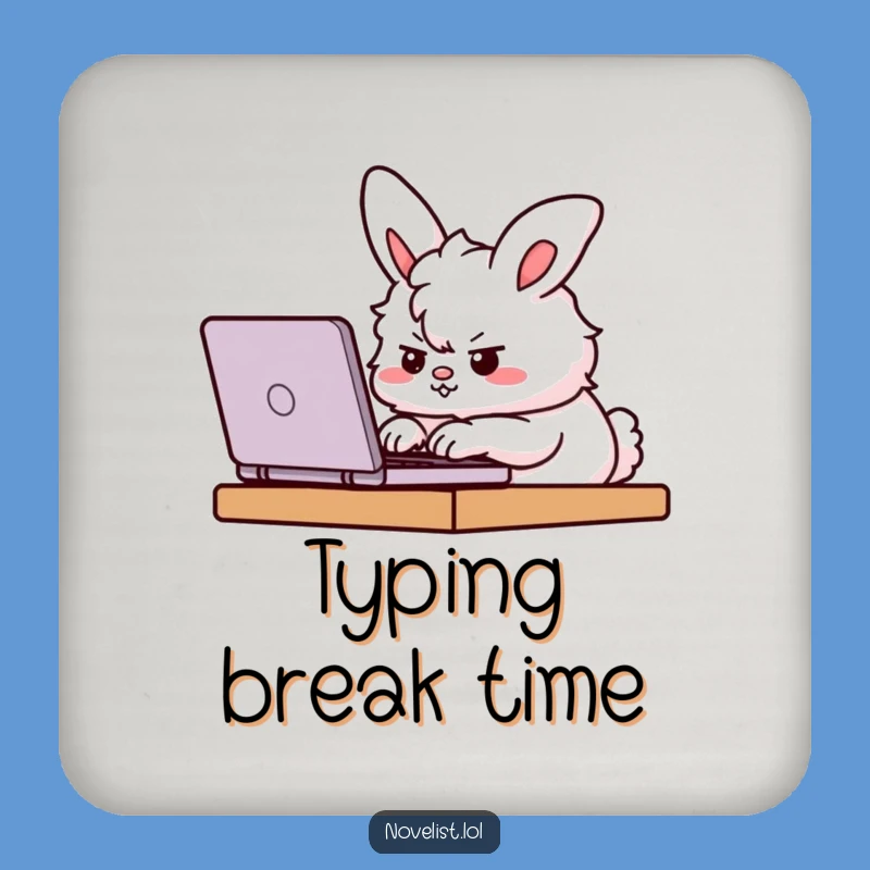 Funny Determined Drink Coaster - Protect with Bunny Art, Funny Gift