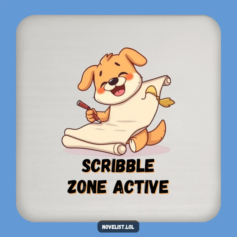 Funny Dog Scribe Coaster - Giggling Pup's Artistic Table Protector