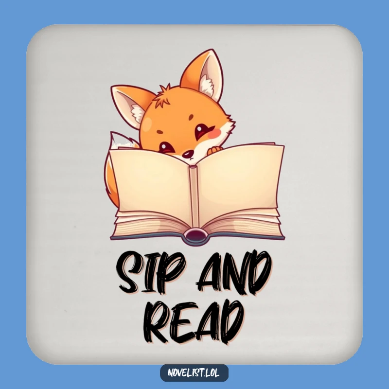 Funny Fox Storybook Coaster - Curious Peeking Table Decor Gift