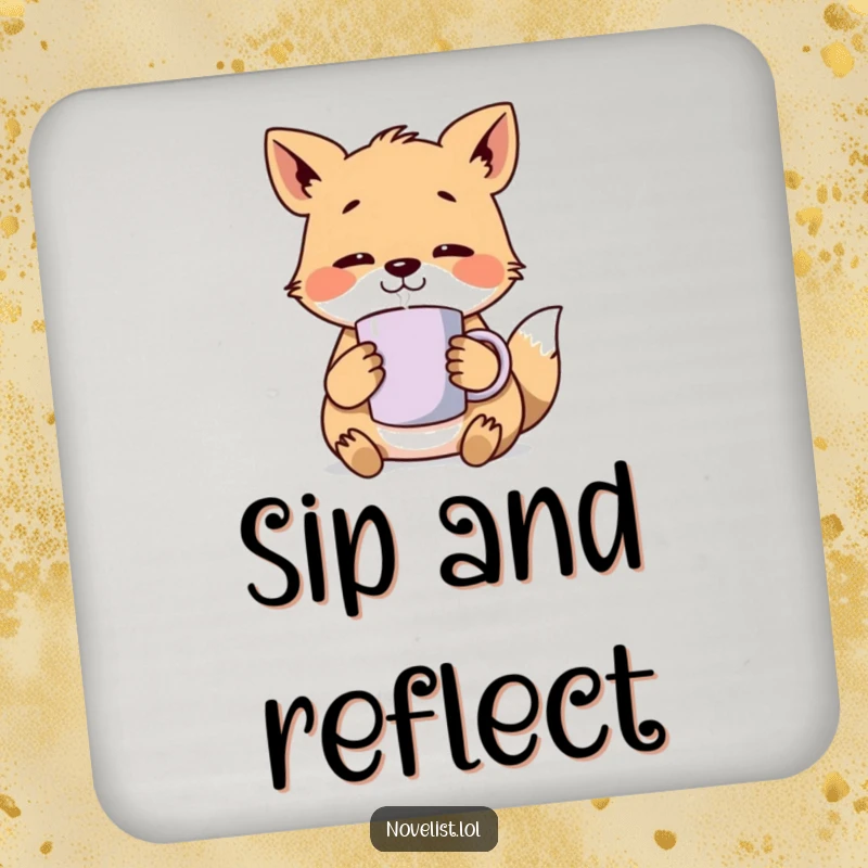 Funny Coasters: Set featuring an animal character lost in thought with a steaming mug, adding a humorous and contemplative touch to tables.