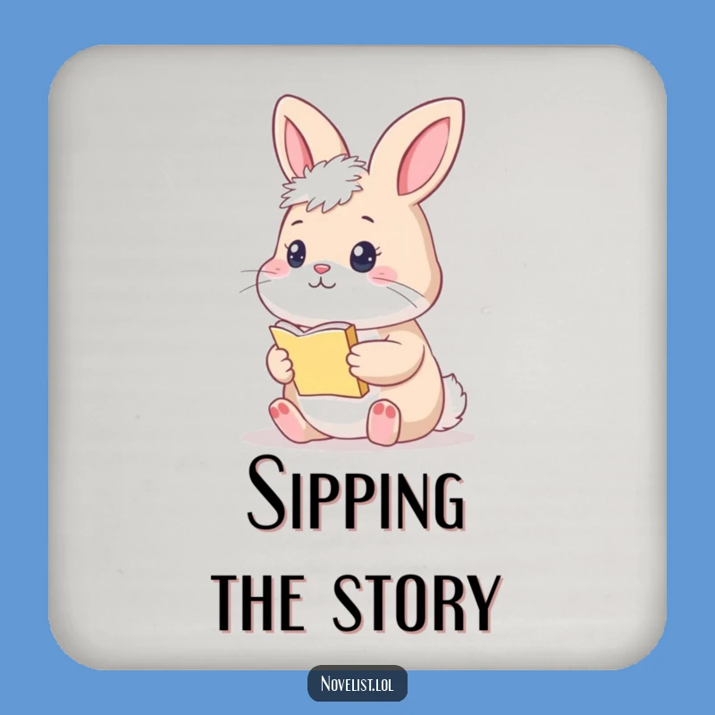 Funny Thoughtful Bunny Manuscript Coaster: Protect Surfaces with Literary Charm