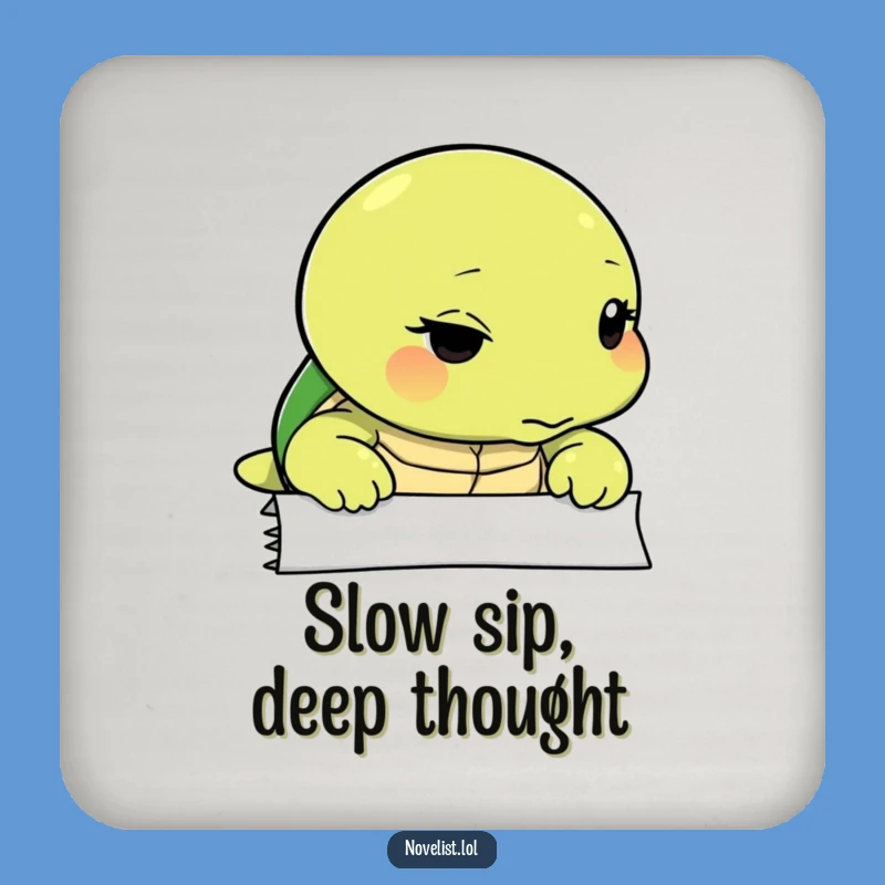 Funny Turtle Blank Page Coaster - Thoughtful Table Accent Gift