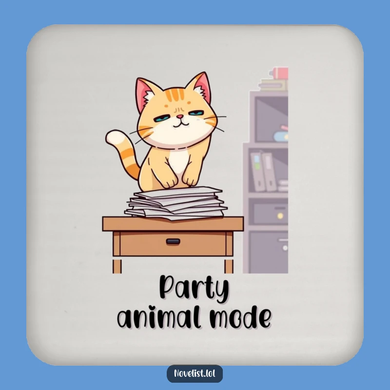 Funny Cat Desk Coaster: Protect Surfaces with Determined Feline Fun