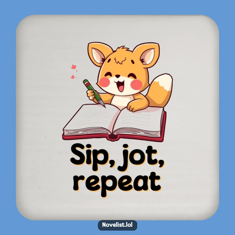 Funny Scribble Coaster: Excited animal sketching, protects surfaces gift.