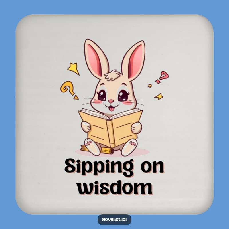 Funny Curious Rabbit Reader Coaster - Protect Surfaces with Wisdom!