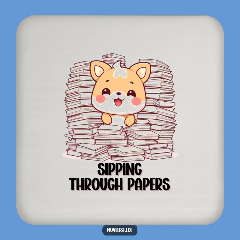 Funny Desk Coaster: Animal Happy with Paper, Protect Surfaces Funny Gift