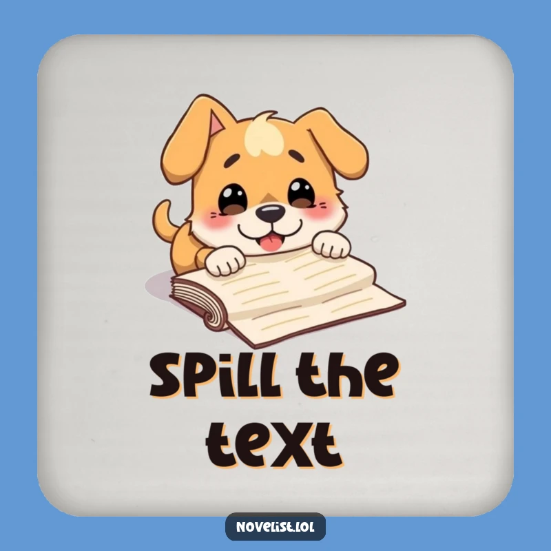 Funny Dog Manuscript Coaster: Character's Clumsy Literary Drink Gift