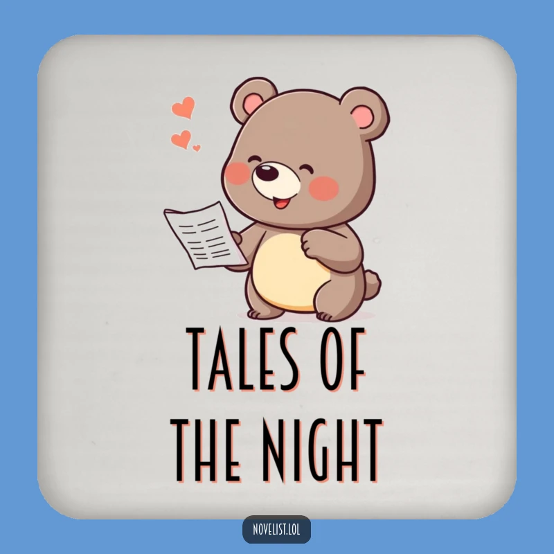 Funny Bear Dictating Story Drink Coaster: Protect Surfaces with Hilarious Art