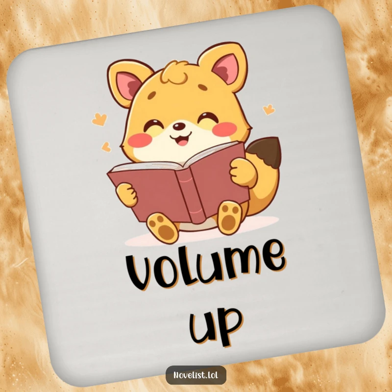 Funny coaster with an expressive animal reading a book aloud, protecting surfaces with theatrical charm, a great funny gift.