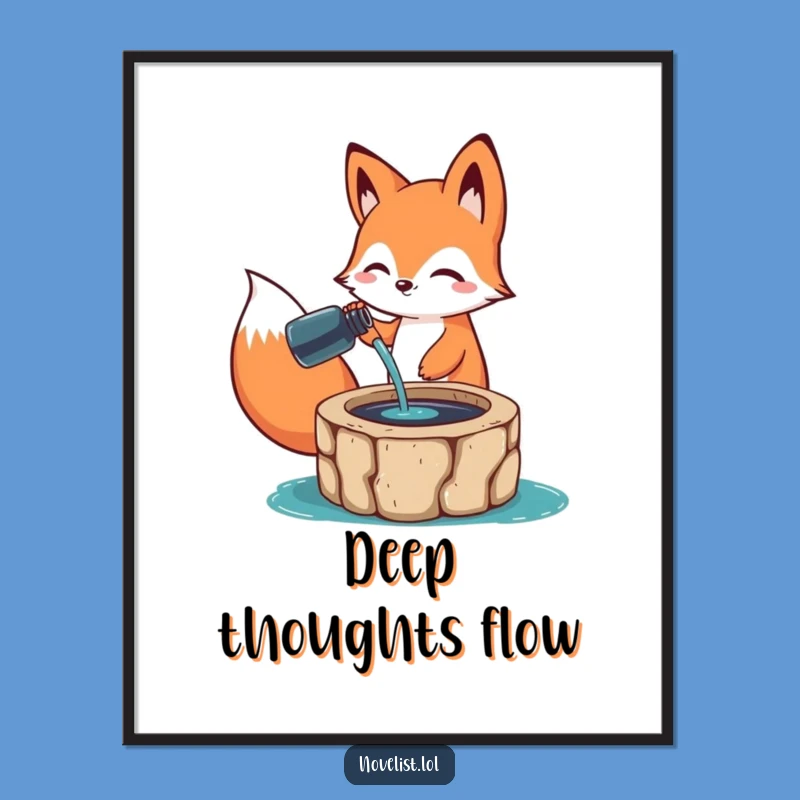 Funny Art Poster: Happy Fox Character - Hilarious Wall Art for Studios