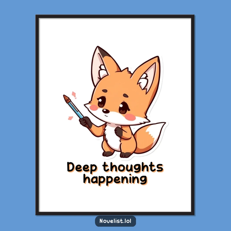 Funny Kawaii Fox Pen Master Poster: Dramatic Artistic Flair for Your Walls
