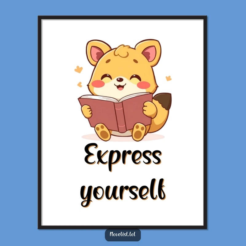 Funny Animated Reading Poster: Vibrant Art for Story Lovers, Adorable Gift