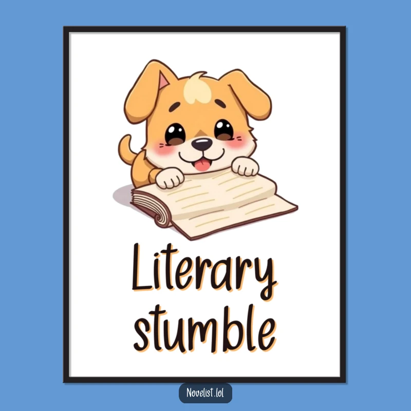 Funny Dog Manuscript Poster: Character's Clumsy Literary Art Print Gift