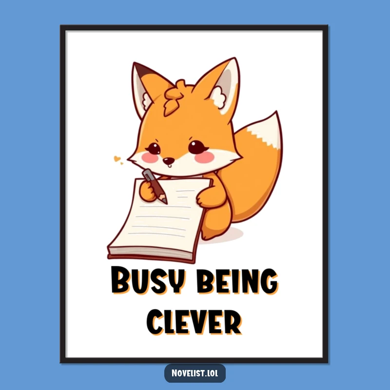 Funny Fox Scribbling Poster: Energetic Note-Taking and Humorous Wall Art