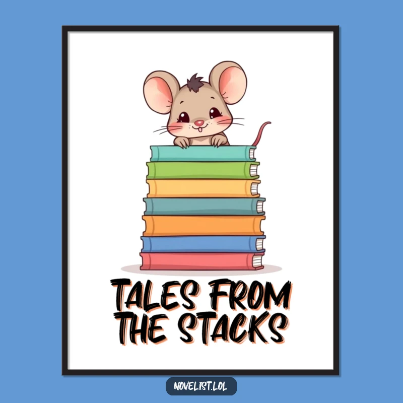 Funny Mouse Reading Nook Poster: Hilarious Wall Art for Bookish Homes