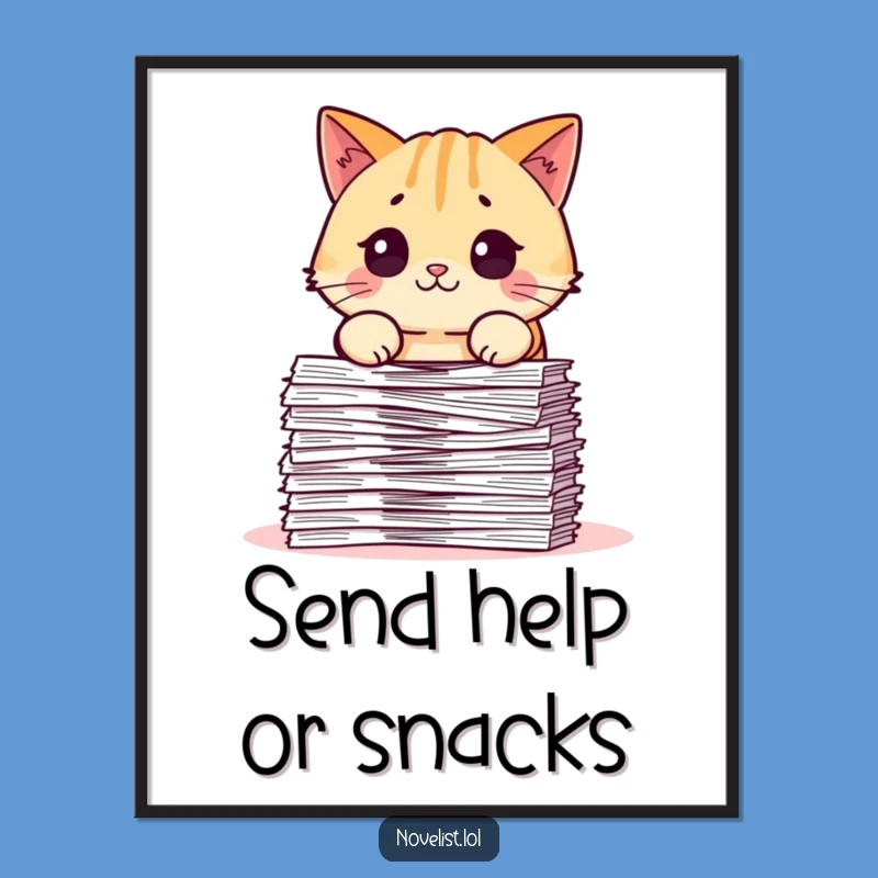 Funny Pudgy Cat Poster: Amusing Surprise Office Humor Wall Art for Cat Lovers