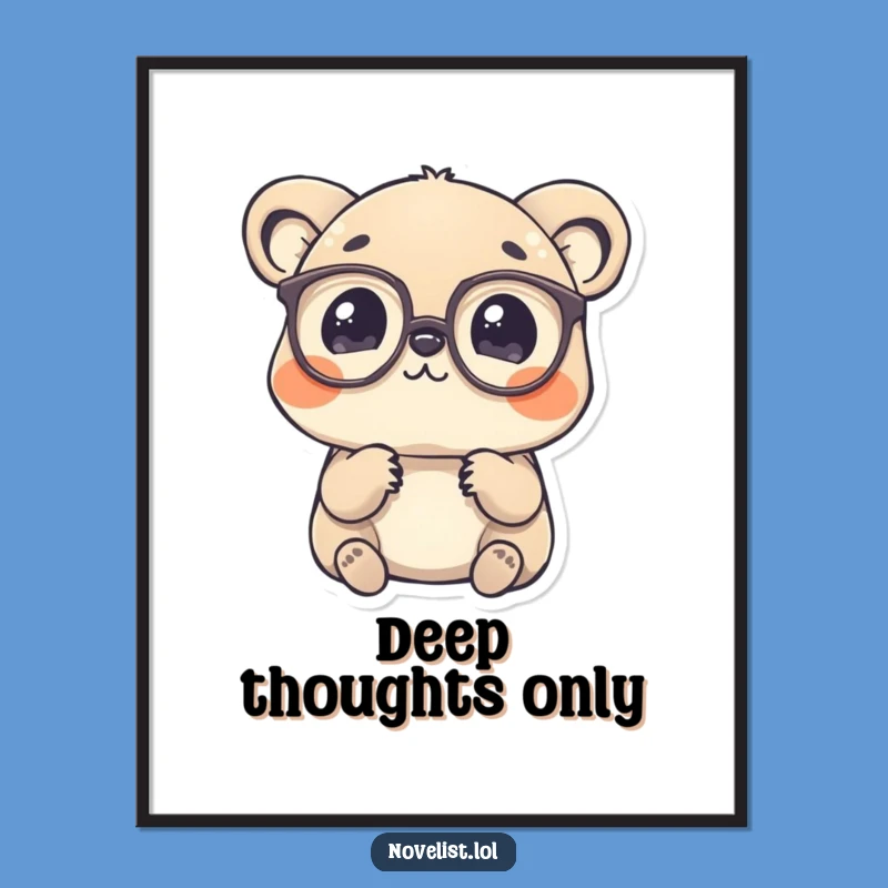 Funny Spectacled Animal Poster: Whimsical Wall Art for Bookworms & Thinkers