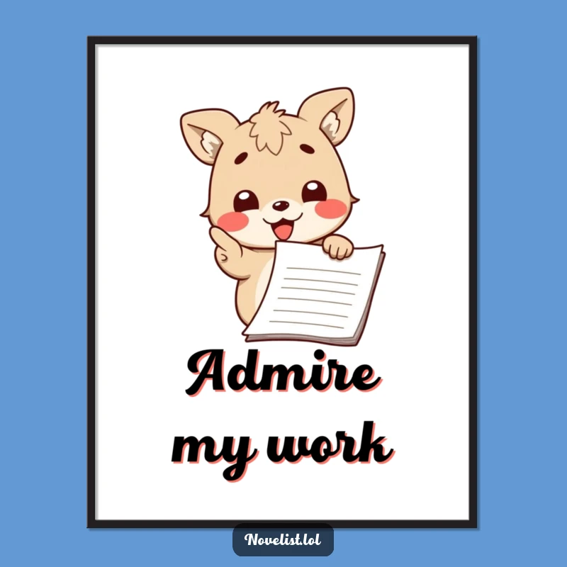 Funny Study Poster: Passionate animal pointing at manuscript, inspiring wall art gift.