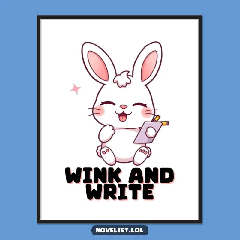 Funny Winking Rabbit Note Poster: Playful Art for Your Walls