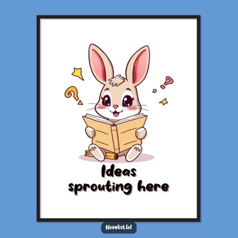 Funny Curious Rabbit Reader Poster - Decorate with Literary Wonder!
