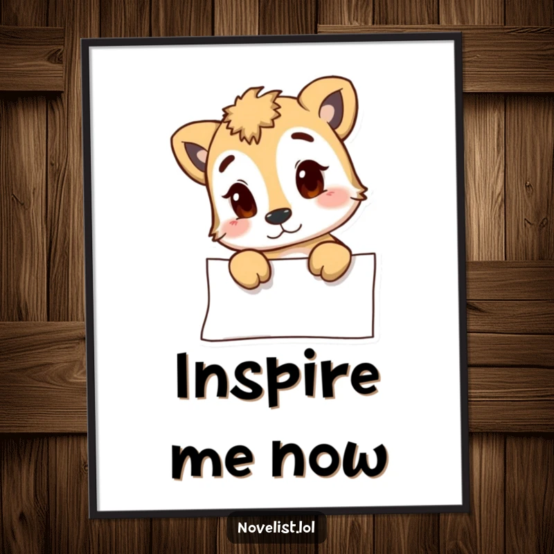 Funny poster of an animal character looking curiously at a blank page, perfect for home decor and a great funny gift for creative spaces.