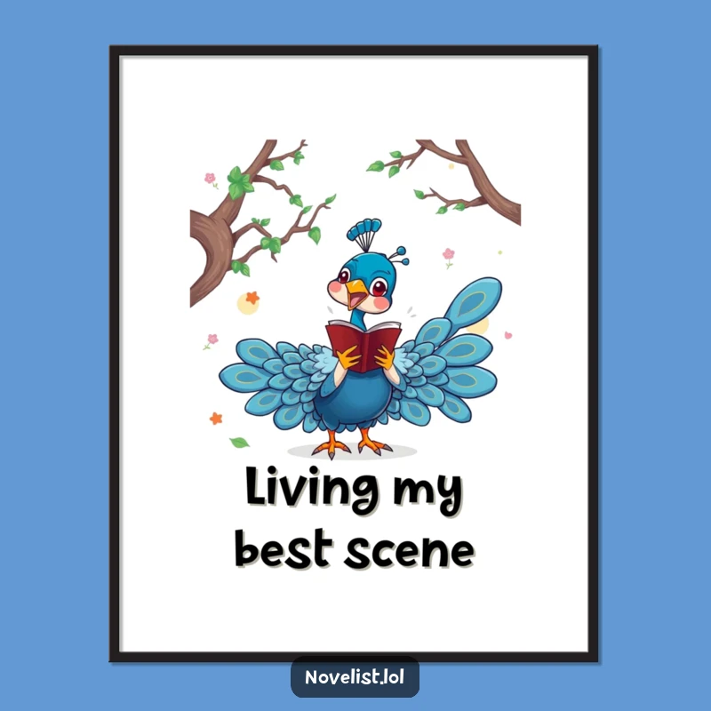 Funny Peacock Novel Poster - Dramatic Literary Art for Your Walls