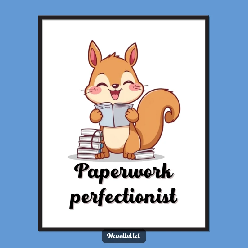 Funny Squirrel Art Poster: Diligent Character Productivity Wall Decor Funny Gift