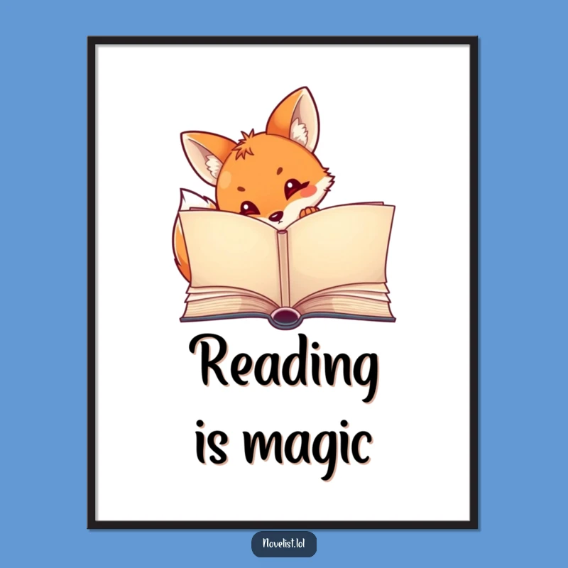 Funny Fox Storybook Poster - Curious Peeking Character Wall Art Gift