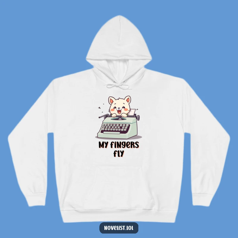 Cozy Funny Animal Typewriter Hoodie - Warm & Hilarious Gift for Writers