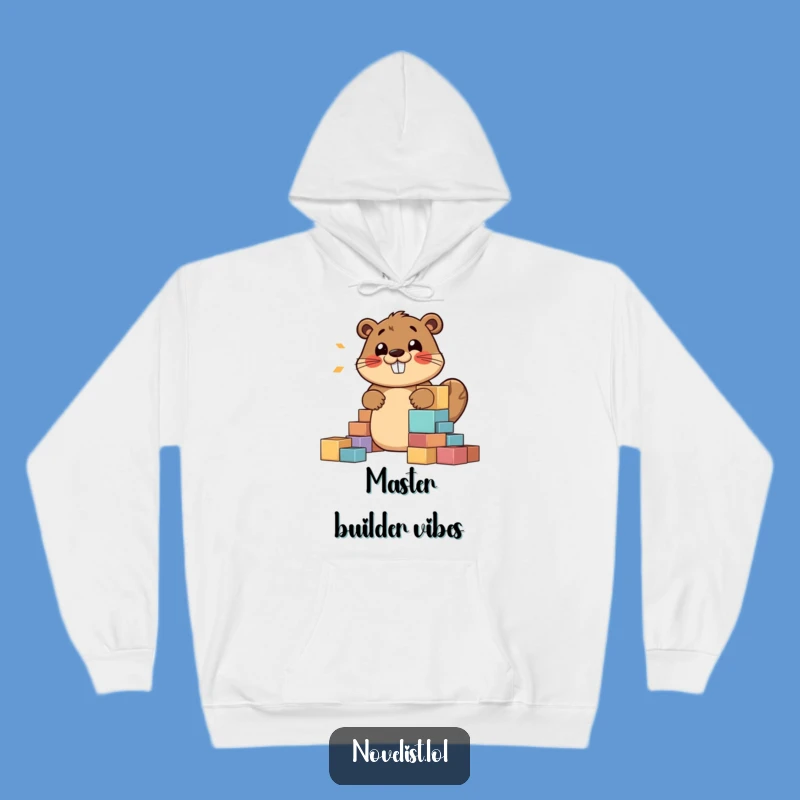 Cozy Funny Beaver Story Blocks Hoodie - Warm Comfort for Creative Souls