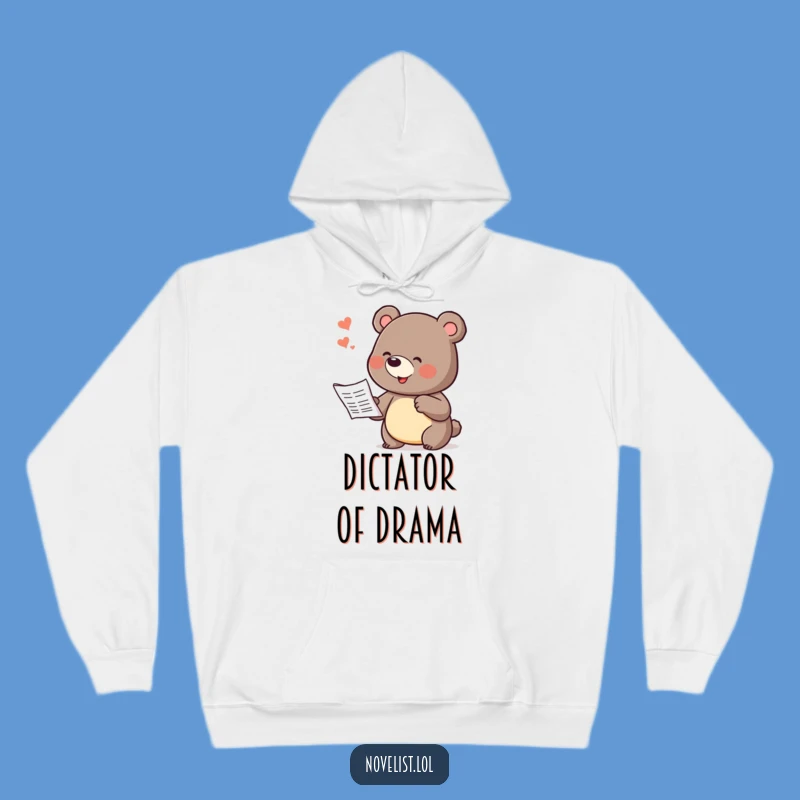 Funny Bear Dictating Story Hoodie: Cozy and Comical Wear for Creative Minds
