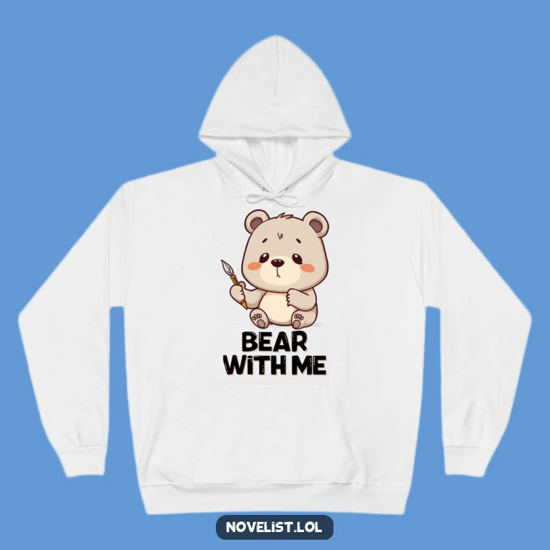 Funny Determined Bear Quill Hoodie: Cozy Comfort for Creative Minds