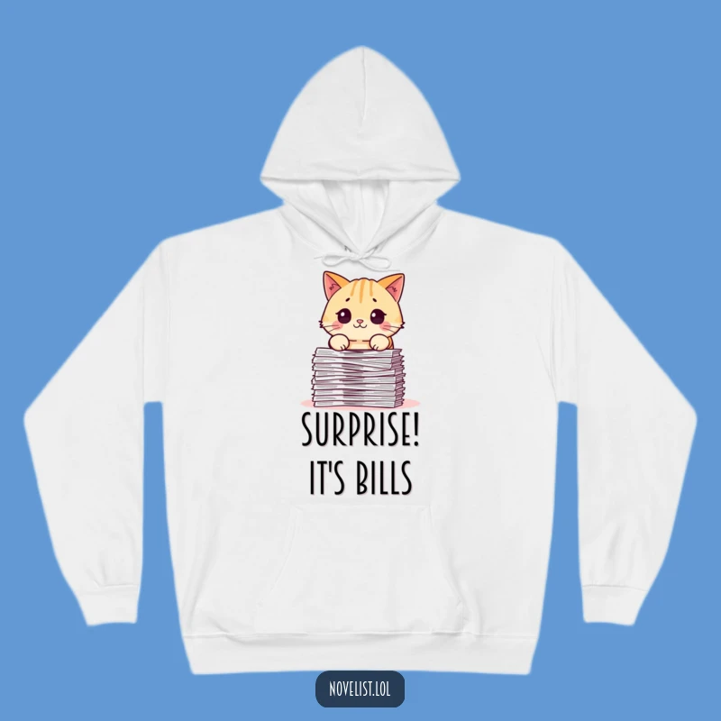Funny Pudgy Cat Hoodie: Cozy Surprise Office Humor Sweatshirt for Cat Lovers
