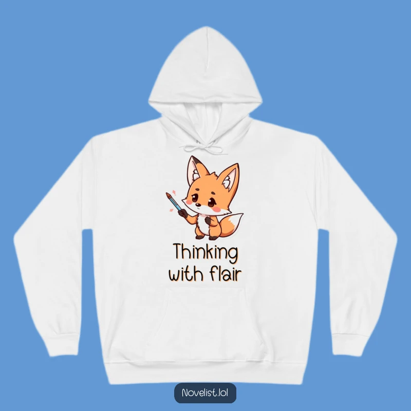 Cozy Funny Kawaii Fox Pen Master Hoodie: Warm Humor for Cold Days