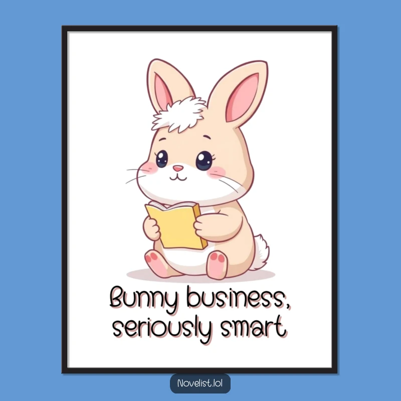Funny Free Printable Wall Art: Thoughtful Bunny Writer, Whimsical Literary Decor