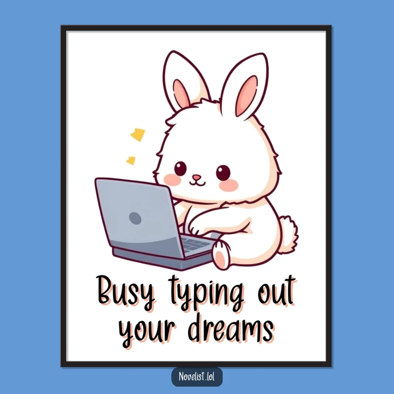 Free Printable Wall Art: Typing Rabbit - Hilarious Home Decor Gift for Geeks