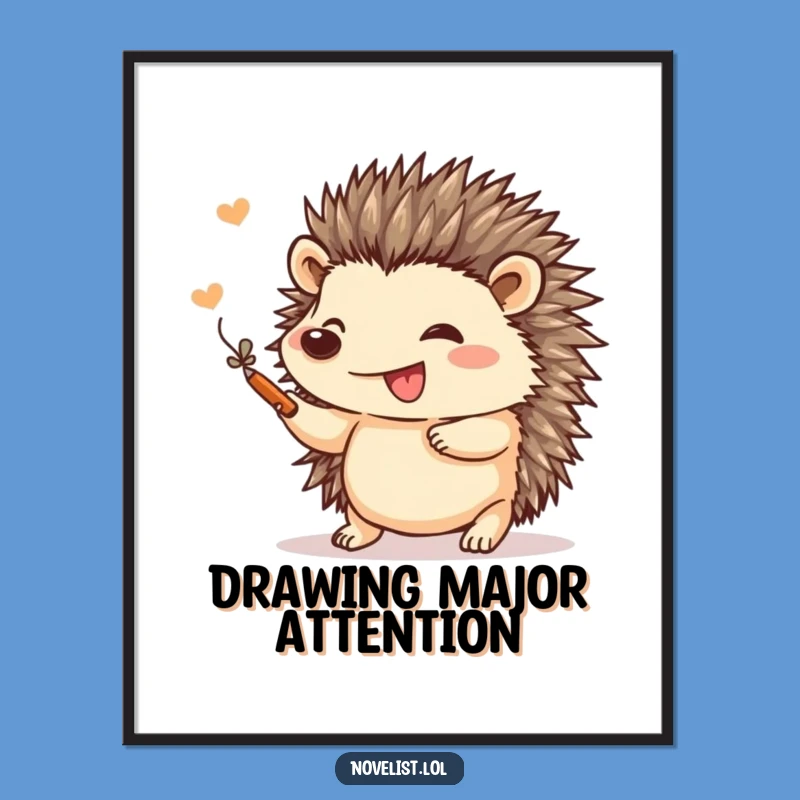 Free Printable Wall Art: Happy Hedgehog Artist - Funny Downloadable Art
