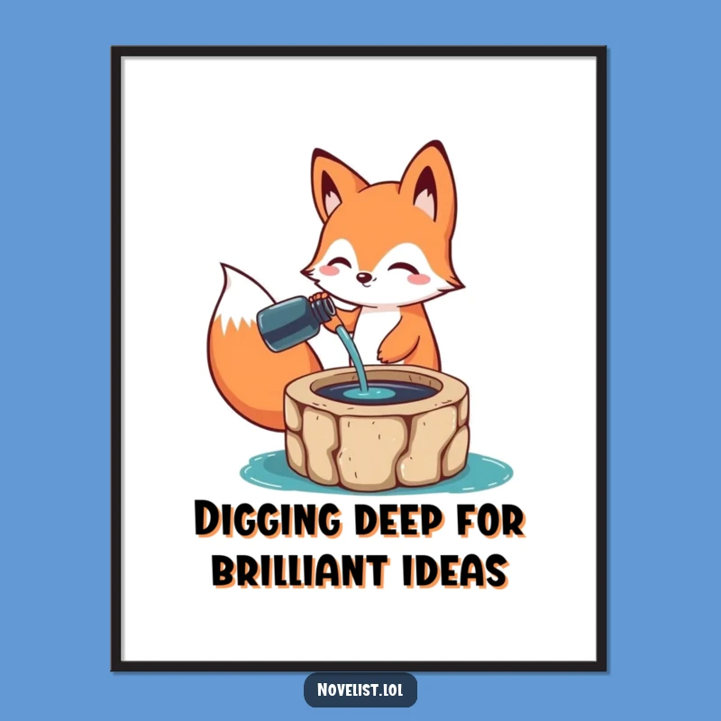 Free Printable Wall Art: Fox Ink Well - Hilarious Home Decor Gift for Art Lovers