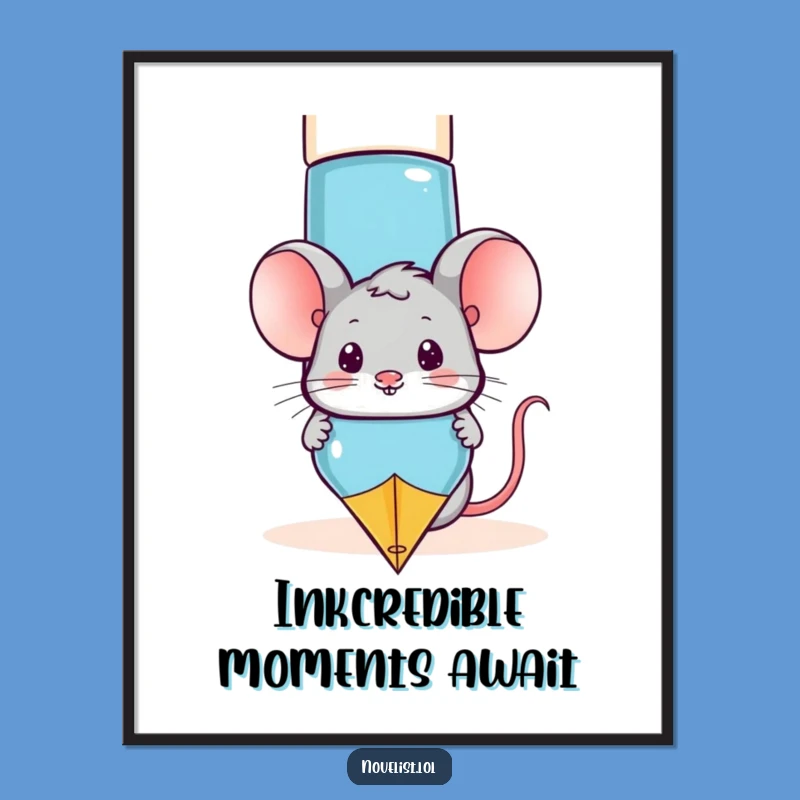 Free Printable Wall Art: Funny Mouse & Pen - Quirky DIY Downloadable Decor