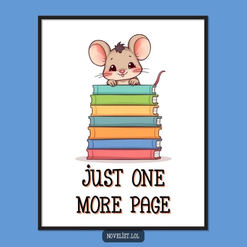 Free Printable Wall Art: Mischievous Mouse Reading Books - Funny Downloadable Art